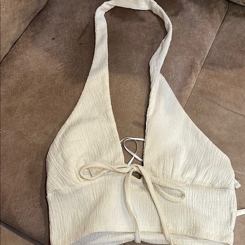 Urban Outfitters Cream Halter Crop Top